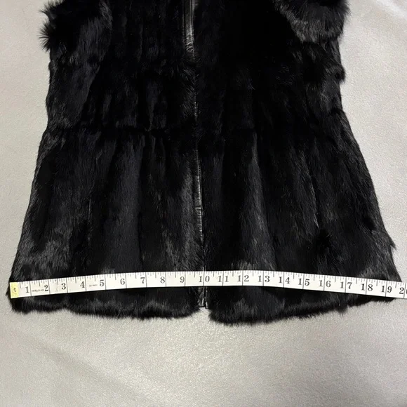 Linda Richards Black Fur Vest with Knit Shoulders and Back - Picture 6 of 7
